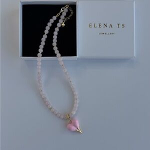 519 Rose Quartz Heart Pendant Necklace